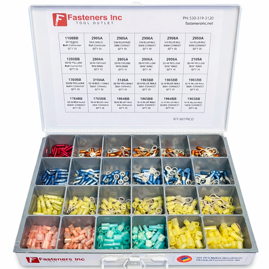 501 PCS Nylon Insulated Electrical Connector Ring Terminal Kit / Assortment Pico