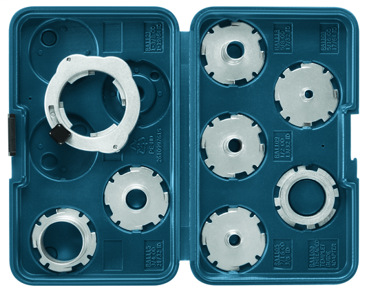 Bosch, RA1128, Template Guide Set, 8 Guides, Metal, Compatible with Bosch 1613-; 1617-; 1618-; 1619-; MR23-Series