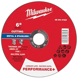 Milwaukee 49-94-0123 6" x .045" x 7/8" Performance+ Metal Cut Off Wheel - Type 1