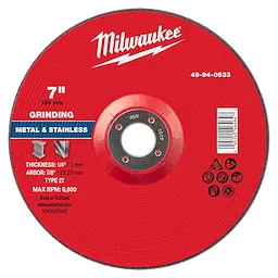 Milwaukee 49-94-0533 7" x 1/4" x 7/8" Metal Grinding Wheel - Type 27