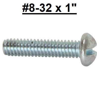 #8-32 x 1" Slotted Round Head Machine Screw Zinc Plated