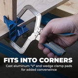 Kreg KHCCC 90-Degree Corner Clamp - Right Angle Woodworking Clamp with Automaxx Adjustment - Holds Corners & T-Joints for Cabinets, Drawers & Box Assembly - Carpentry Tool