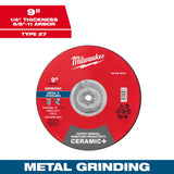 Milwaukee 49-94-0703 4-1/2" x 1/4" x 7/8" Ceramic+ Metal Grinding Wheel - Type 27