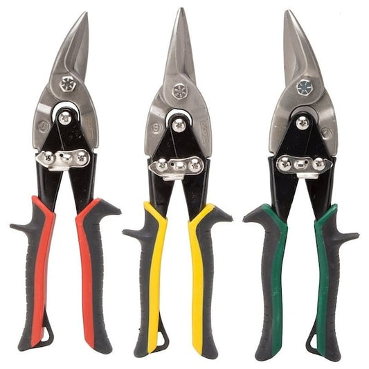 Vulcan Tools Aviation Snip Set, 10-1/8 in OAL, Left/Right/Straight Cut, Chrome Vanadium Steel Blade