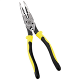 Klein Tools, J2078CR, Long-Nose Pliers, 8-5/8 in Length, Induction Hardened Steel, Crimper, Yellow/Black Handles