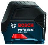 Bosch, GCL 2-160, Cross-Line Laser, 165 ft Maximum Distance; 65 ft Range; IP54; 360° Mount Rotation