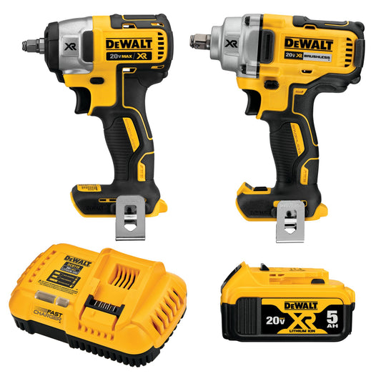 DeWalt DCK205P1 20V MAX XR Lithium-Ion Cordless Automotive Combo Kit (2-Tool) with 1/2 in. Impact Wrench & 3/8 in. Impact Wrench