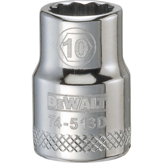 DEWALT, DWMT74513OSP, Socket Set, 3/8 in Drive, 10 mm, 12-Point, Full Polish Chrome