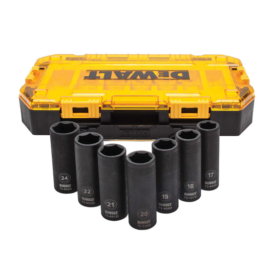 DEWALT, DWMT74737, Deep Impact Socket Set, 1/2 in Drive; Metric Sizes: 17, 18, 19, 20, 21, 22, 24