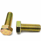 1/4"-20 x 1" (FT) Hex Bolt Yellow Zinc Plated Grade 8 Cap Screw Coarse Thread