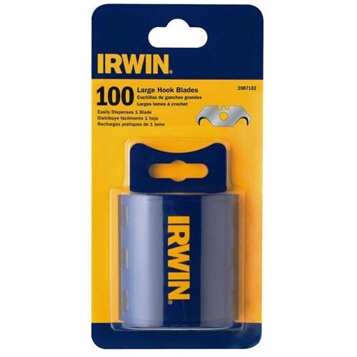 IRWIN, 2087102, Utility Knife Blade, Hook Type; Carbon Steel, 1.875 In, 100 Pack