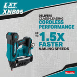 Makita XNB05Z 18V LXT® Lithium‑Ion Brushless Cordless 2‑1/2” Straight Finish Nailer, 16 Ga., Tool Only