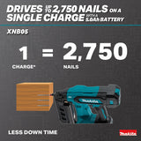 Makita XNB05Z 18V LXT® Lithium‑Ion Brushless Cordless 2‑1/2” Straight Finish Nailer, 16 Ga., Tool Only