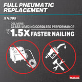 Makita XNB05Z 18V LXT® Lithium‑Ion Brushless Cordless 2‑1/2” Straight Finish Nailer, 16 Ga., Tool Only