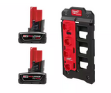 Milwaukee 48-11-2442PO M12 12V Lithium-Ion XC Extended Capacity 4.0 Ah Battery 2-Pack w/PACKOUT Compact Wall Plate & M12 Battery Rack