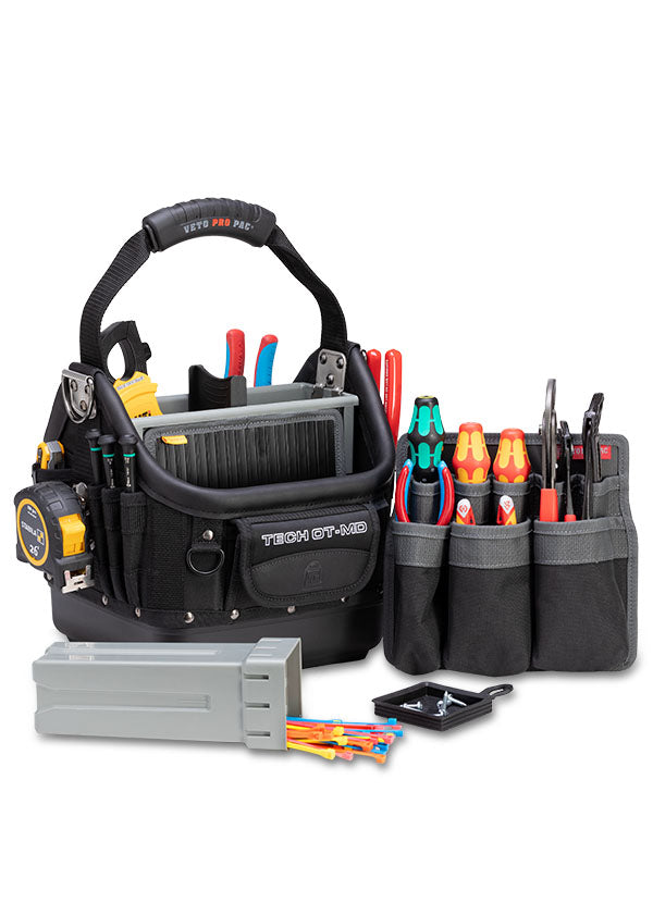 Veto Pro Pac TECH OT-MD BLACKOUT - Open Top Tech Tool Bag, V-SWAP removable pocket panels