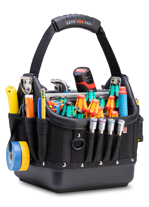 Veto Pro Pac TECH OT-MD BLACKOUT - Open Top Tech Tool Bag, V-SWAP removable pocket panels