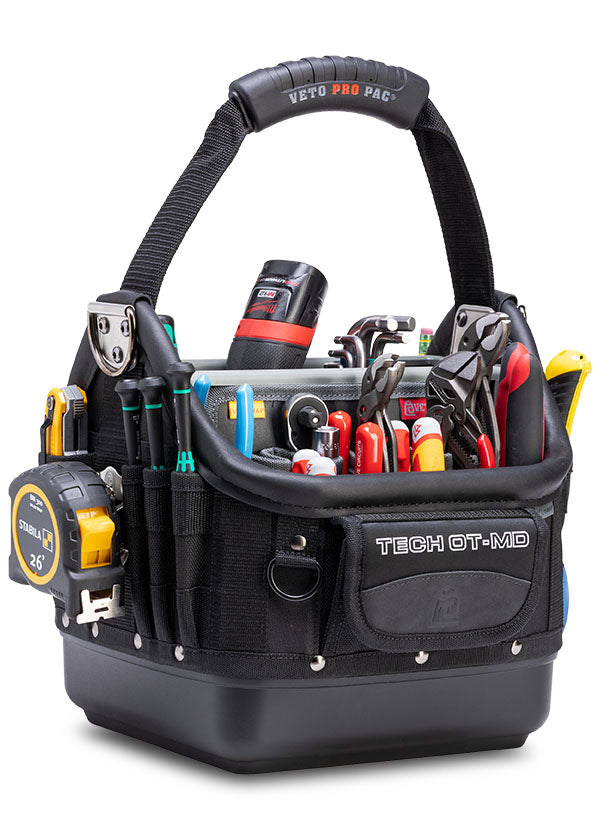 Veto Pro Pac TECH OT-MD BLACKOUT - Open Top Tech Tool Bag, V-SWAP removable pocket panels