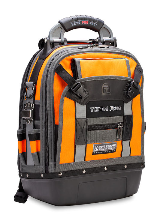 Veto Pro Pac TECH PAC HI-VIZ ORANGE - Backpack Tool Bag, Waterproof molded base