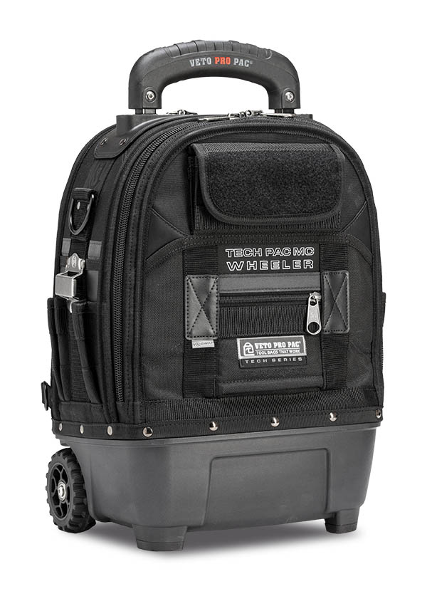 Veto Pro Pac TECH PAC MC WHEELER BLACKOUT - Compact Wheeled Backpack Tool Bag, Waterproof wheeled base
