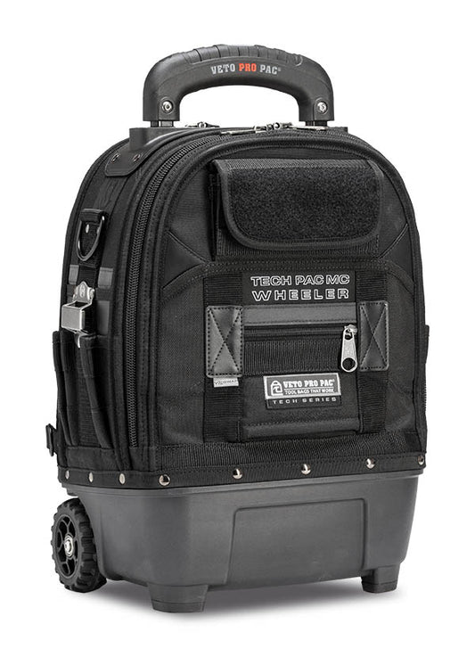 Veto Pro Pac TECH PAC MC WHEELER BLACKOUT - Compact Wheeled Backpack Tool Bag, Waterproof wheeled base