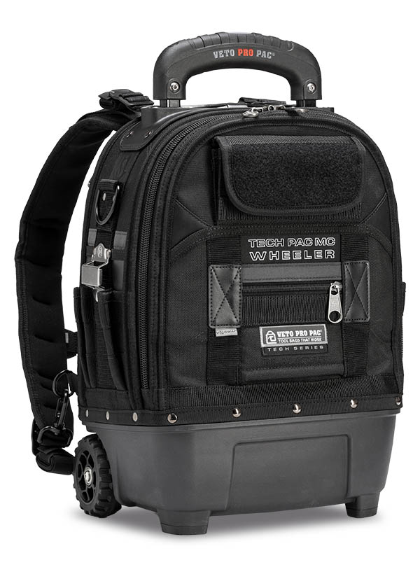 Veto Pro Pac TECH PAC MC WHEELER BLACKOUT - Compact Wheeled Backpack Tool Bag, Waterproof wheeled base