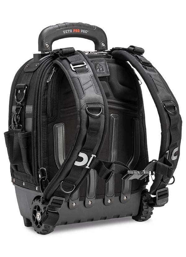 Veto Pro Pac TECH PAC MC WHEELER BLACKOUT - Compact Wheeled Backpack Tool Bag, Waterproof wheeled base