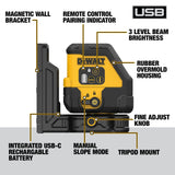 DeWalt DCLE14201RB USB Rechargeable Red Cross Line Laser Base Kit