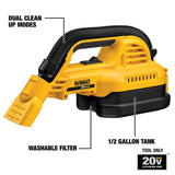 DEWALT, DCV517B, Portable Vacuum, 20V MAX, 0.5 gal, HEPA Filter, Cordless, Wet/Dry