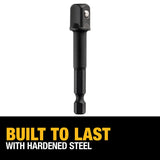 DEWALT, DW2542IRB, Socket Adapter, 1/4 in. Hex Shank, 3/8 in. Drive, Hardened Steel, 2,000 in-lb Torque