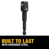 DEWALT, DW2547IRB, Socket Adapter, 1/4 in Hex Shank; 1/2 in Drive, 2,000 in-lb Torque, Hardened Steel