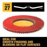 DEWALT DWA8284CTR 5" STEEL TRIMMABLE FLAP DISC SR60 T27