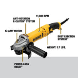 DEWALT, DWE43115, Angle Grinder, 13 Amp; 11,000 RPM; 4.5 in - 5 in Wheel Diameter; Trigger Switch