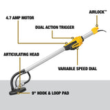 DEWALT, DWE7800, Electric Drywall Sander, 4.7 A, 9 in pad, 2400 RPM, Variable Speed
