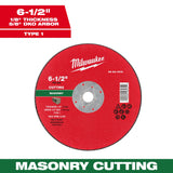 Milwaukee 49-94-1915 6-1/2" x 1/8" x 5/8" DKO Masonry Cut Off Wheel -Type 1