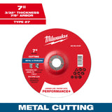 Milwaukee 49-94-0137 7" x 3/32" x 7/8" Performance+ Metal Cut Off Wheel - Type 27