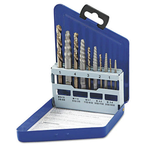 IRWIN, 11119, Spiral Extractor Set, 10 Piece, Left Hand, Metal Index Case