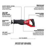 Milwaukee Tool, 2722-20, Reciprocating Saw, Brushless Motor; 1-1/4 in Stroke Length; 3000 SPM; Cordless