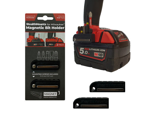 StealthMounts Magnetic Bit Holder for Milwaukee M18 Tools  - Black