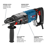 Bosch, GBH2-28L, Rotary Hammer, 8.5 A, 120 V, 2.4 ft-lbs Impact Energy, SDS-plus, 1-1/8 in Chuck