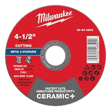 Milwaukee 49-94-0203 4-1/2" x .045" x 7/8" Ceramic+ Metal Cut Off Wheel - Type 1