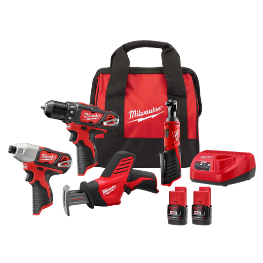 Milwaukee 2492-24 M12 Cordless LITHIUM-ION 4-Tool Combo Kit