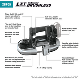 Makita XBP05ZB 18V LXTÂ® Lithiumâ€‘Ion Subâ€‘Compact Brushless Cordless Band Saw, Tool Only