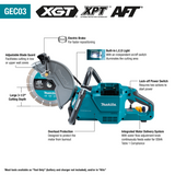 Makita GEC03T 40V max XGT® Brushless Cordless 9" Power Cutter Kit, with AFT®, Electric Brake (5.0 Ah)