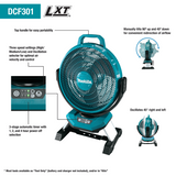 Makita DCF301Z 18V LXT® Lithium‑Ion Cordless/Corded 13" Fan, Tool Only