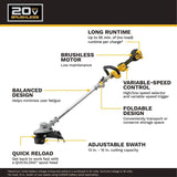 DeWalt DCST926B 20V MAX Brushless Foldable String Trimmer (Bare Tool)