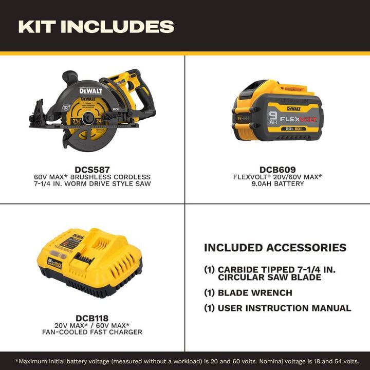 DEWALT 60V FLEXVOLT 7-1/4 Inch Circular Saw Tool-Connect Kit DCS587X1