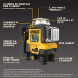 DeWalt DCLE14361GB USB-C Rechargeable 3x360 Degree Green Line Laser
