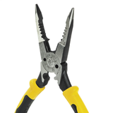 Klein Tools, J2078CR, Long-Nose Pliers, 8-5/8 in Length, Induction Hardened Steel, Crimper, Yellow/Black Handles