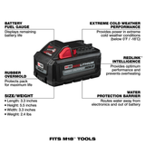 Milwaukee Tool, 48-11-1865, Battery Pack, 18V, 6.0 Ah, Lithium-Ion, M18 Compatibility